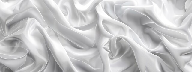 Obraz premium Abstract white background with elegant cloth texture, white silk fabric with folds and waves. elegant luxury design element for banner or wallpaper.