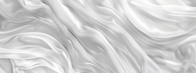 Obraz premium Abstract white background with elegant cloth texture, white silk fabric with folds and waves. elegant luxury design element for banner or wallpaper.