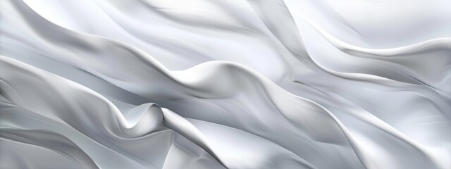 Obraz premium Abstract white background with elegant cloth texture, white silk fabric with folds and waves. elegant luxury design element for banner or wallpaper.