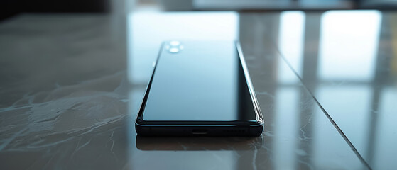 Digital representation of a minimalist smartphone with an edge-to-edge display and discreet sensors - obrazy, fototapety, plakaty