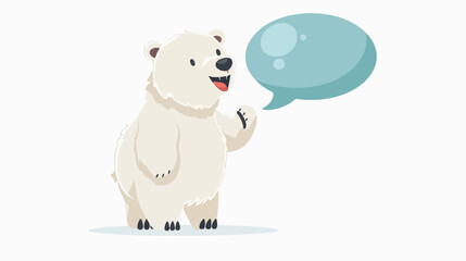 Obraz na płótnie Canvas Cartoon little polar bear with speech bubble flat vector