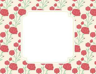 母の日　カーネーション　アンティーク枠のフレーム　黄色