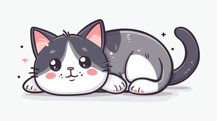 Cat kawaii character cartoon vector illustration flat