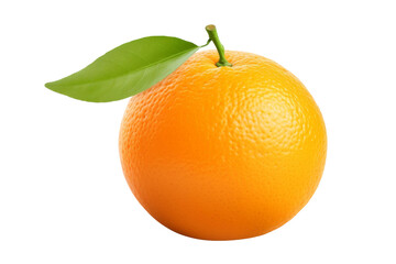Fresh Orange With Green Leaf on White Background. On a White or Clear Surface PNG Transparent Background.