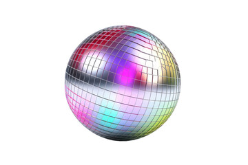 Sparkling Disco Ball on White Background. On a White or Clear Surface PNG Transparent Background.