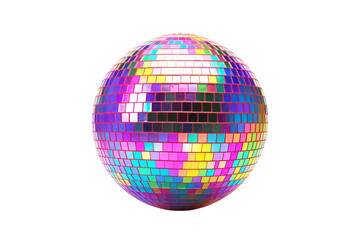 Fototapeta premium Colorful Disco Ball on White Background. On a White or Clear Surface PNG Transparent Background.