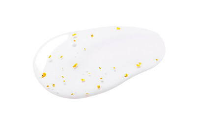 serum gel essence texture with gold closeup on transparent background
