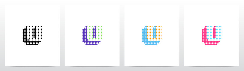 Small Big Dots Drop Shadow Letter Initial Logo Design U © recehan