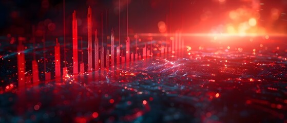 Economic Decline: A Vibrant 3D Red Graph Plunge. Concept Economic Decline, Graphic Representation, 3D Red Graph, Plunge, Vibrant