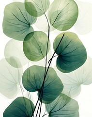 Tranquil green leaves on bright background, Perfect for Poster, Cards and Pattern