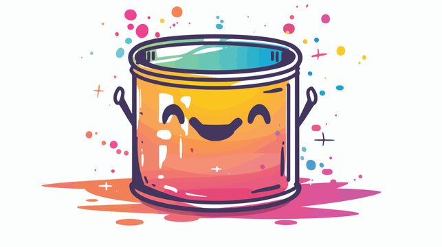 Cold gradient line drawing of a cartoon happy oil drum
