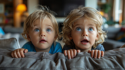 two little children with surprised faces
