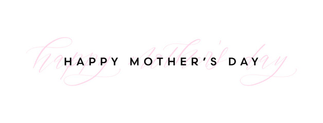 Happy Mother's Day lettering banner with handwritten text. Black and pink Mother's Day calligraphy