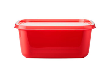 Red Plastic Container With Lid. On a White or Clear Surface PNG Transparent Background.