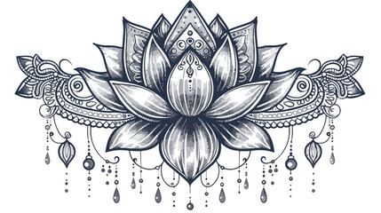 Hand drawn vector Lotus flower illustration ornamental