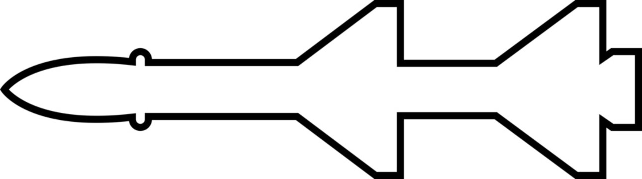 recommend clip art: Missile icon in line style editable stock. Combat rocket weapons. Nuclear atomic warhead silhouette symbol. Army or military guided Missile sign. Air missile attack for web on transparent background.