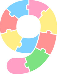 9 Nine Pastel Puzzle Alphabet School