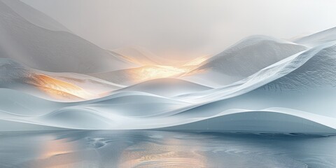 A geometric abstract range in light white, black, and gold, captured in soft focus photography with pastel colors. High-resolution image featuring snow on water and sunset lighting - obrazy, fototapety, plakaty