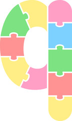 q Lowercase Pastel Puzzle Alphabet School
