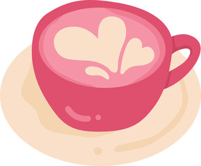illustration of a heart shaped latte coffee