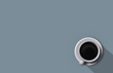 3D Rendering, Coffee cup mock up, blank empty space, flat lay Top view, isolated gray background.