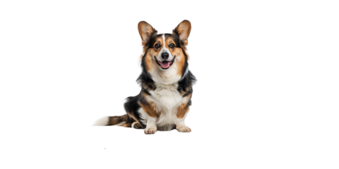 
Corgi dog sitting, happy face looking at the camera isolated on a white background