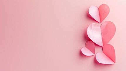 Pink paper hearts on a pink background.