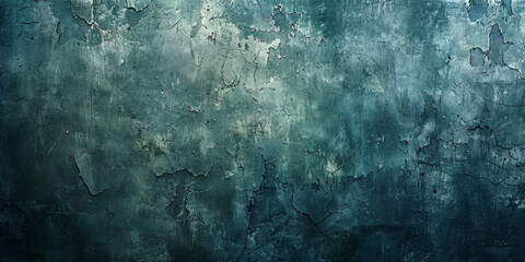 A blue wall with a rough texture. The wall is covered in cracks and has a faded appearance