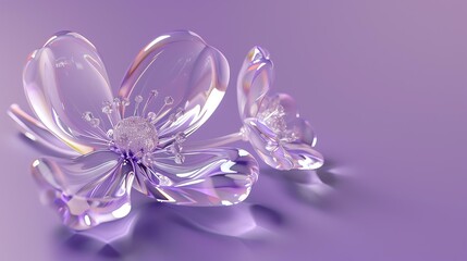 Elegant glass flowers on a purple background.