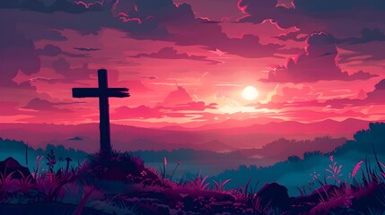 of Good Friday: Jesus and the Cross - Editable Post Banner Template - obrazy, fototapety, plakaty