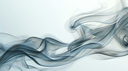 Abstract blue and gray smoke swirls gracefully against a white background.