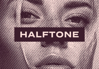 Halftone Retro Risograph Photo Effect Paper Texture Template Mockup Overlay Style