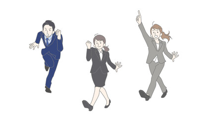 前進するイメージのビジネスマンの全身イラストセット
