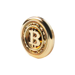 Golden bitcoin crypto on transparent background. Generative ai design art.