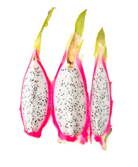 Dragon fruit in a section isolated on a white background