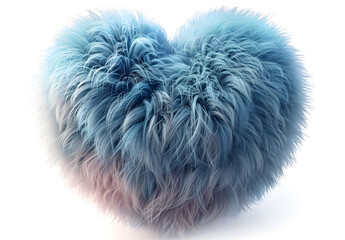 Fluffy, furry blue heart illustration perfect for Valentine's Day or wedding celebrations.