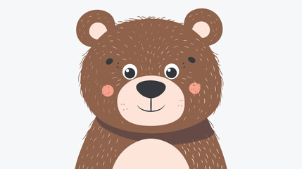 Cute Cartoon Kawaii funny brown bear muzzle with pink