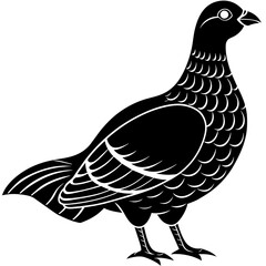 Obraz premium dove of peace,black grouse silhouette vector illustration,icon,svg,grouse characters,Holiday t shirt,Hand drawn trendy Vector illustration,peacock on a white background