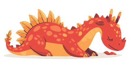 Cute Dragon Character tired. Vector Illustration. isolated