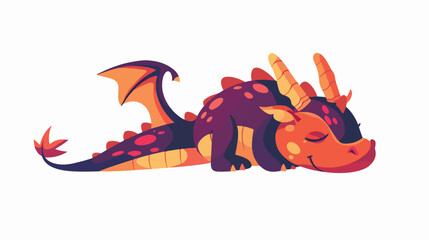 Cute Dragon Character tired. Vector Illustration. isolated