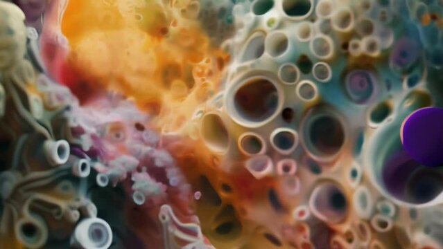 Despite its microscopic size this biofilm image is nothing short of a visual masterpiece with its mesmerizing array of swirling shapes . AI generation.
