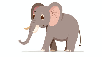 Cute elephant cartoon flat vector isolated on white background