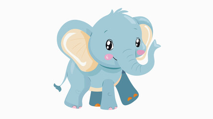 Cute elephant cartoon flat vector isolated on white background