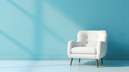White Side Chair Contrasting Blue Background: A Modern Design Statement