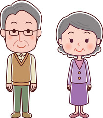 シニア男性とシニア女性のイラスト