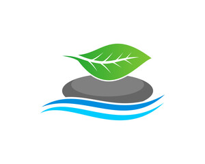 Leaf, stone and water vector incorporating logo