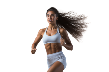  Woman exercising. Bright, healthy atmosphere,Isolated on white background