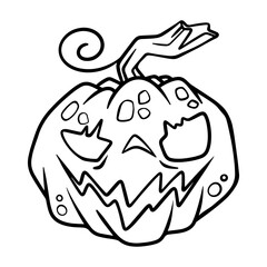 Pumpkin head drawing on a white background