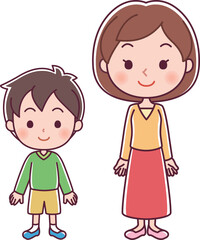 男の子と女性のイラスト