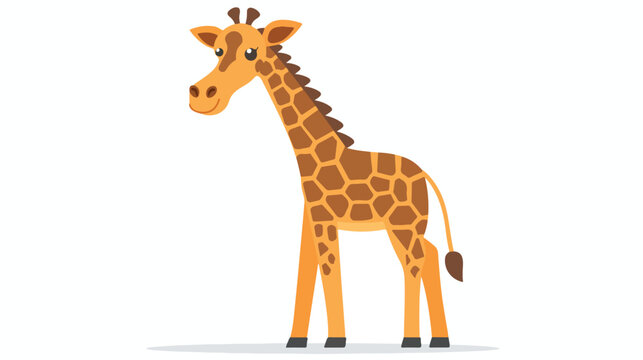 Cute giraffe cartoon flat vector isolated on white background